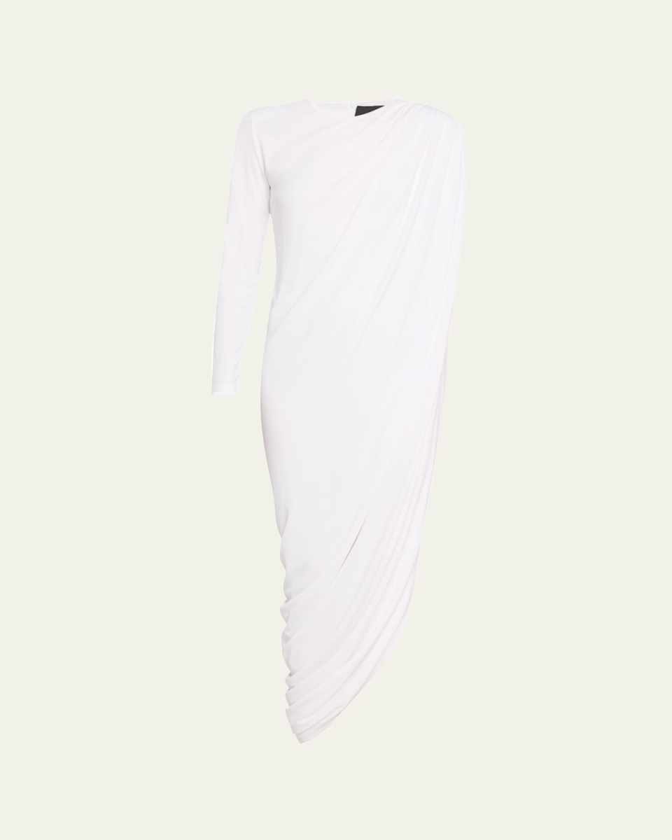 Asymmetric Draped Jersey Dress